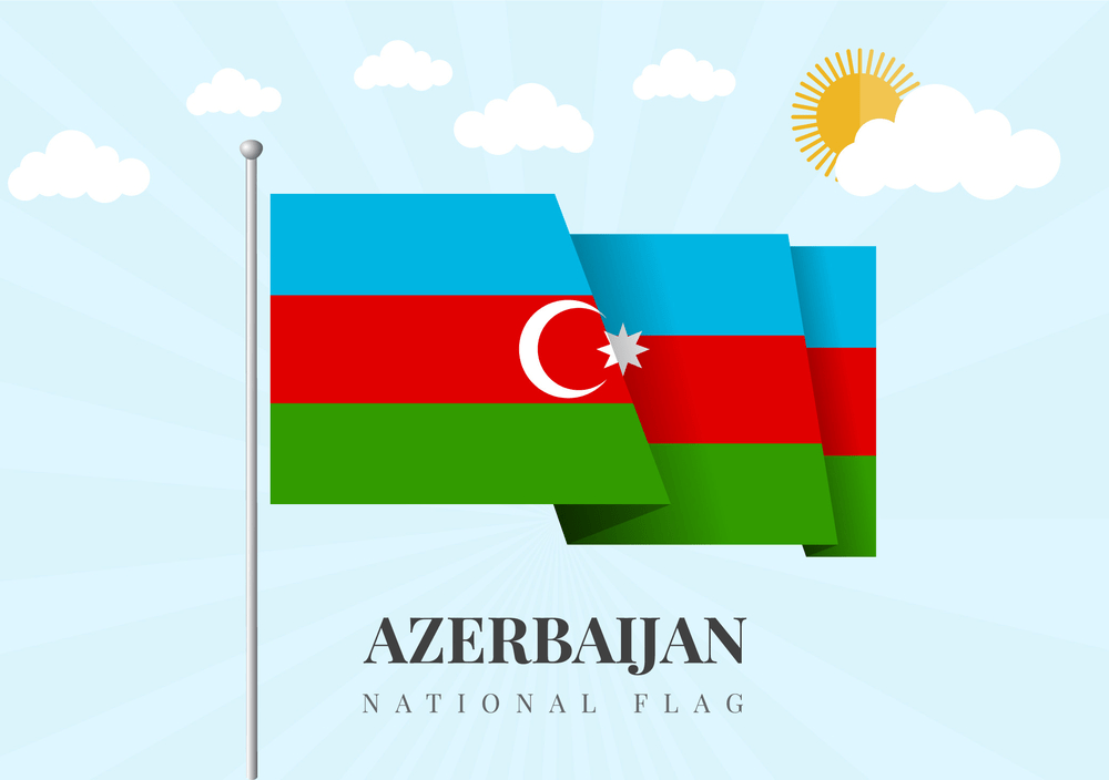 Azerbaijan Flag ribbon banner sticker poster independence
