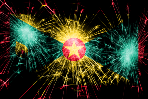 Grenada fireworks sparkling flag