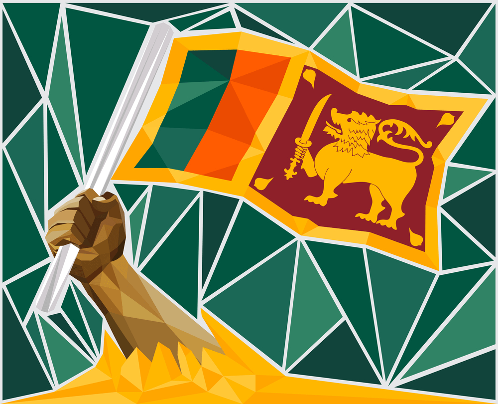 Strong Hand Raising The Flag Of Sri Lanka
