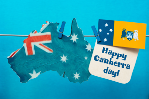 Australian Capital Territory (ACT) and Australia map. Canberra Day