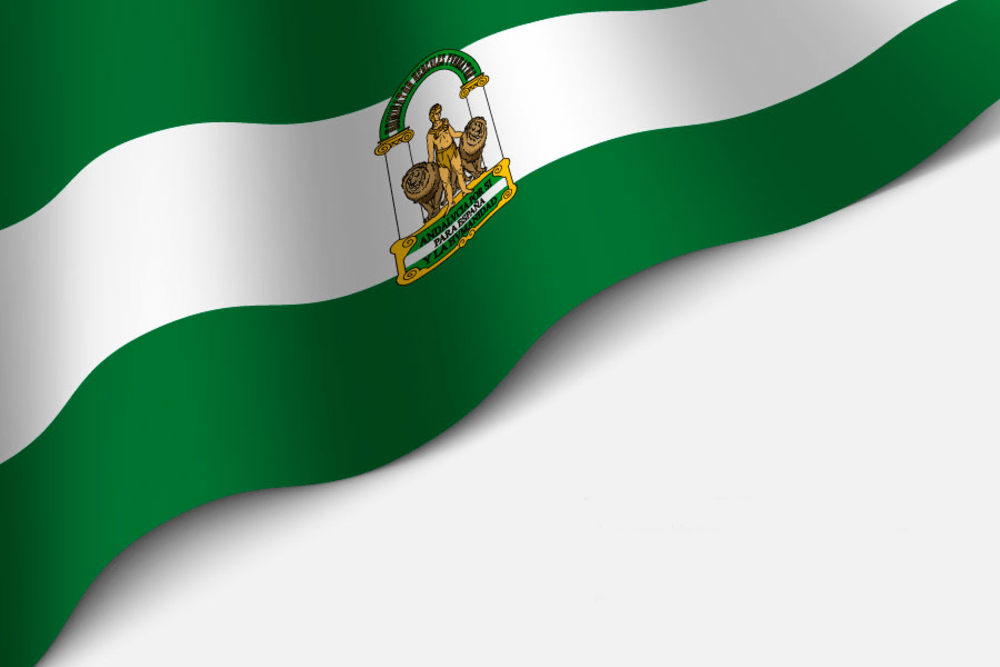 waving flag of Andalusia is a Autonomous community of Spain