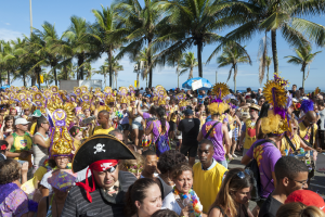 Brazilians celebrate at a carnival street party