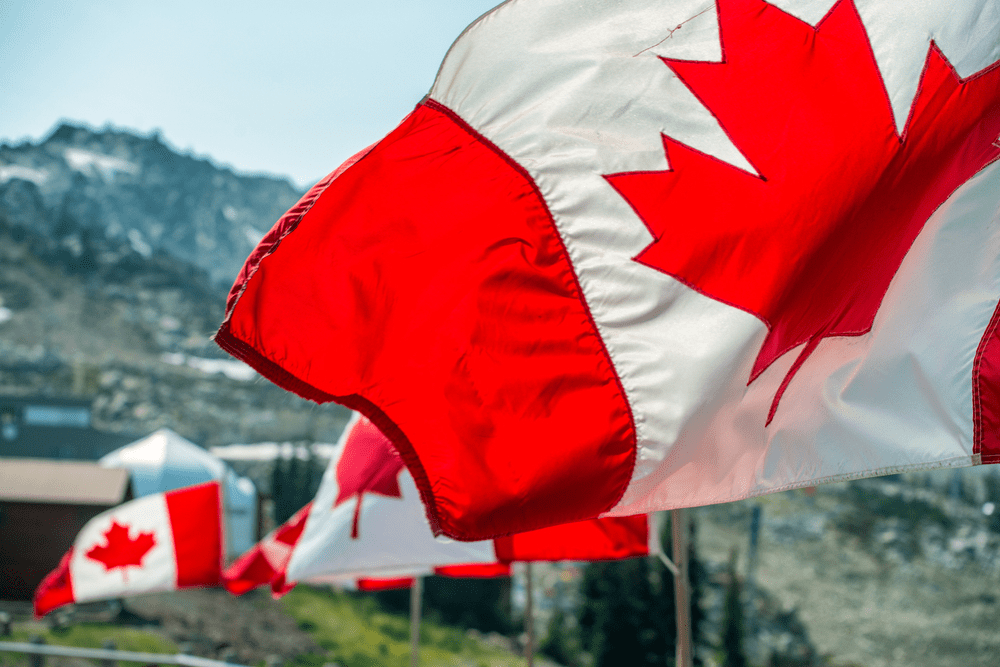 Canada flags waving