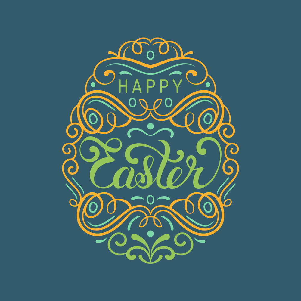 Happy Easter type greeting card in the egg shape
