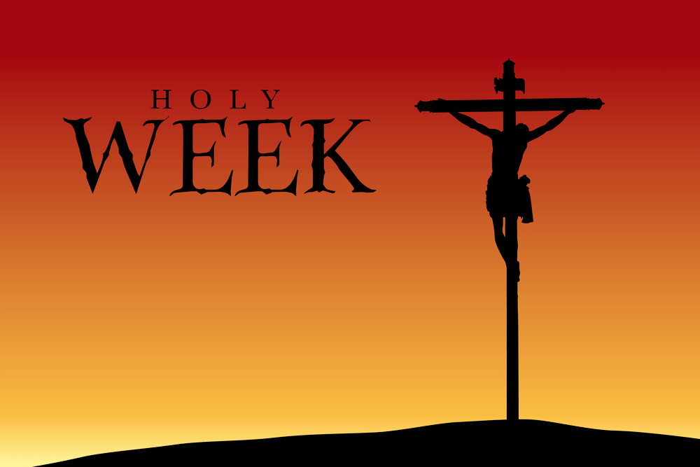 Holy Week Silhouette of the crucifixion of Christ at sunset