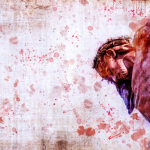 Jesus Christ on the cross. Artistic abstract religious background