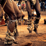 The photo was taken during the Kuru Dance Festival in Botswana, Africa, I group of men performing their traditional dance