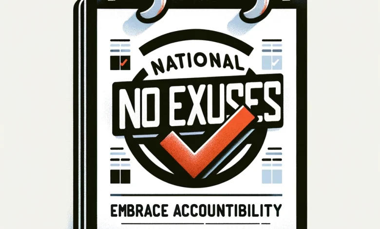 An illustrated blog post thumbnail depicting a stylized calendar with the date September 27th circled. Above it, the bold text "National No Excuses Day – Embrace Accountability